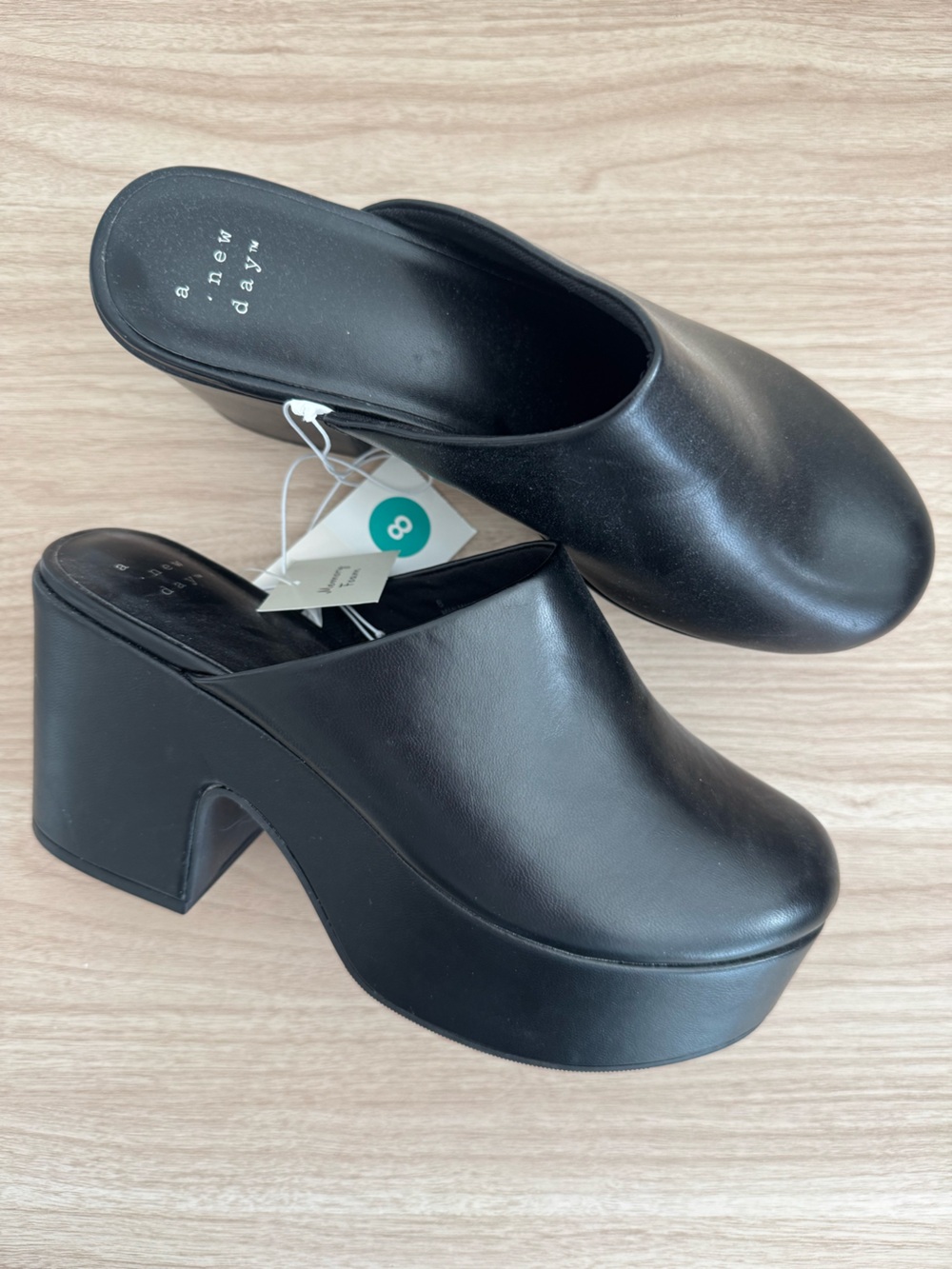 a new day Black Platform Mule Heels